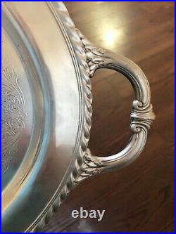 Vintage WM Rogers Eagle Star 480 Silverplate Tray Oval Serving Platter Handles