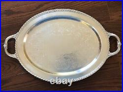 Vintage WM Rogers Eagle Star 480 Silverplate Tray Oval Serving Platter Handles