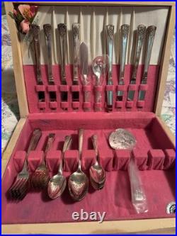Vintage WM Rogers Mountain Rose Flatware 51 Pcs + 23 bonus pieces silver plated