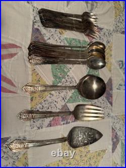 Vintage WM Rogers Mountain Rose Flatware 51 Pcs + 23 bonus pieces silver plated