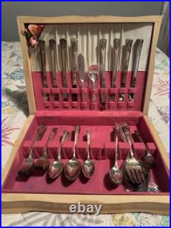 Vintage WM Rogers Mountain Rose Flatware 51 Pcs + 23 bonus pieces silver plated