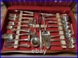 Vintage WM Rogers Overlaid IS Silverplate Flatware Set 88 Pc Wood Chest Vintage WM Rogers Overlaid IS Silverplate Flatware Set 88 Pc Wood Chest