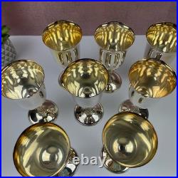 Vintage WM Rogers Silver Plate Wine Goblets Drinkware Glasses Set Of 8 Floral