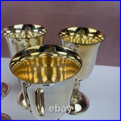 Vintage WM Rogers Silver Plate Wine Goblets Drinkware Glasses Set Of 8 Floral