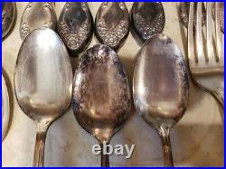 Vintage WM Rogers Silver Plated Flatware 63 Pc Set LADY DENSMORE