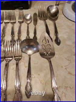 Vintage WM Rogers Silver Plated Flatware 63 Pc Set LADY DENSMORE