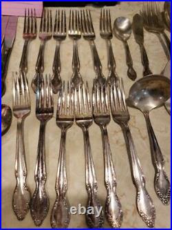 Vintage WM Rogers Silver Plated Flatware 63 Pc Set LADY DENSMORE