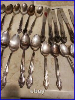 Vintage WM Rogers Silver Plated Flatware 63 Pc Set LADY DENSMORE