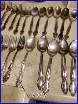 Vintage WM Rogers Silver Plated Flatware 63 Pc Set LADY DENSMORE