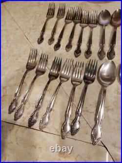 Vintage WM Rogers Silver Plated Flatware 63 Pc Set LADY DENSMORE