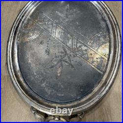 Vintage W Rogers 29 4 1/2 Silver Plate Oval Serving Tray 31 X 19 Ornate Design