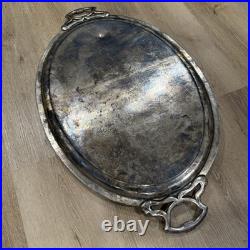 Vintage W Rogers 29 4 1/2 Silver Plate Oval Serving Tray 31 X 19 Ornate Design