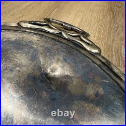 Vintage W Rogers 29 4 1/2 Silver Plate Oval Serving Tray 31 X 19 Ornate Design