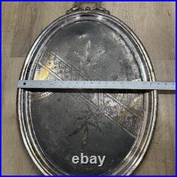 Vintage W Rogers 29 4 1/2 Silver Plate Oval Serving Tray 31 X 19 Ornate Design