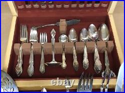 Vintage William Rogers IS Silver Plated Silverware Set In Box With Serving Pieces