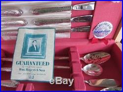 Vintage Wm Rogers Silver Plate Flatware in Art Deco Box EXQUISITE 1940 50 Pieces