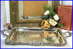 Vintage Wm Rogers Silver Plated Etched tray Serving Tea Decorative Platter 24