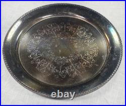 Vintage Wm Rogers Silver Plated Ornate Floral Serving Plate Tray