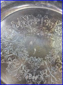 Vintage Wm Rogers Silver Plated Ornate Floral Serving Plate Tray