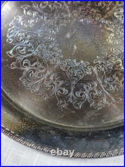 Vintage Wm Rogers Silver Plated Ornate Floral Serving Plate Tray
