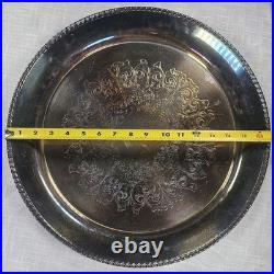 Vintage Wm Rogers Silver Plated Ornate Floral Serving Plate Tray