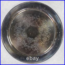 Vintage Wm Rogers Silver Plated Ornate Floral Serving Plate Tray