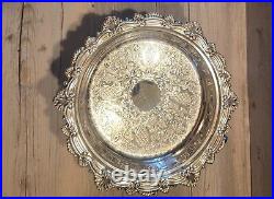 Vintage Wm Rogers Silver plated English Shell Footed Pie Plate