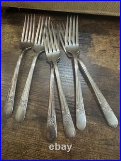 Vintage Wm Rogers Silverplate Flatware Lot Wood Chest 4 Patterns 84 Pc