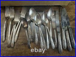 Vintage Wm Rogers Silverplate Flatware Lot Wood Chest 4 Patterns 84 Pc