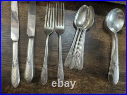 Vintage Wm Rogers Silverplate Flatware Lot Wood Chest 4 Patterns 84 Pc