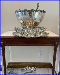 Vintage Wm Rogers Silverplate Punch Bowl Set 15 Pieces (Baroque Style) Vintage Wm Rogers Silverplate Punch Bowl Set 15 Pieces (Baroque Style)