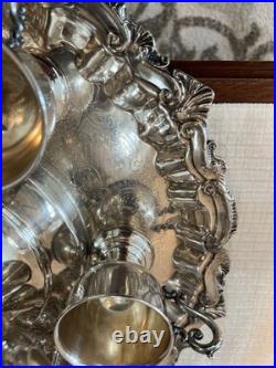 Vintage Wm Rogers Silverplate Punch Bowl Set 15 Pieces (Baroque Style) Vintage Wm Rogers Silverplate Punch Bowl Set 15 Pieces (Baroque Style)