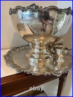 Vintage Wm Rogers Silverplate Punch Bowl Set 15 Pieces (Baroque Style) Vintage Wm Rogers Silverplate Punch Bowl Set 15 Pieces (Baroque Style)
