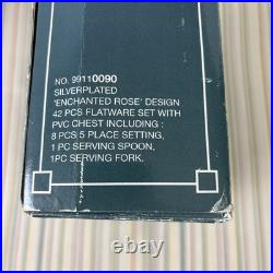 Vintage Wm Rogers & Son Enchanted Rose Silverplate Flatware Set NEW salad fork