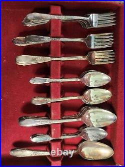 Vintage Wm. Rogers & Son Silver Plate Gardenia Flatware 49pc