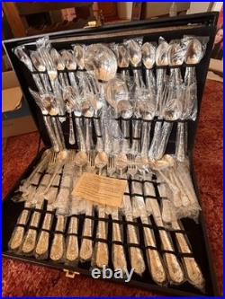 Vintage Wm Rogers & Son Silverplate Flatware Set with Chest Many Still Wrapped