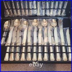 Vintage Wm. Rogers & Sons 63 Piece Gold Plated Flatware with Leather Case