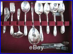 Vtg 1847 ROGERS BROS Daffoldil Silverplate Flatware 56 pieces with Case. 1950s