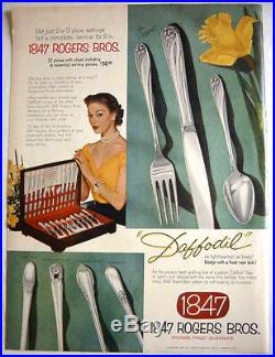 Vtg 1847 ROGERS BROS Daffoldil Silverplate Flatware 56 pieces with Case. 1950s