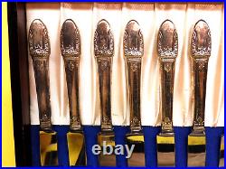 Vtg 1847 Roger Bros 50 Piece Silverplate Flatware 1937 First Love Pattern Boxed