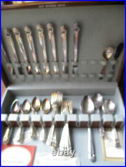 Vtg 1847 Rogers Bros ETERNALLY YOURS Silverplate Flatware Set Chest 52 pc/8place