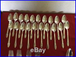 Vtg 1847 Rogers Bros First Love Silverware Set With Chest #58 Pieces For 8