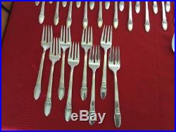 Vtg 1847 Rogers Bros First Love Silverware Set With Chest #58 Pieces For 8