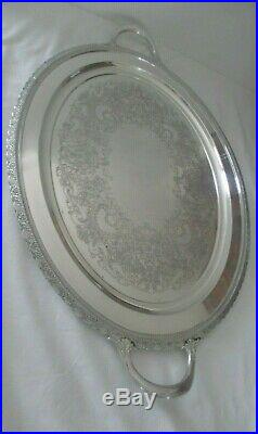 Vtg 1847 Rogers Bros Silverplated 2 Handled Tray First Love #9582 Measures 28
