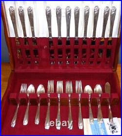 Vtg 1847 Rogers DAFFODIL 1950-73 Silverplate Flatware Set, Small Service for 11