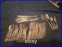 Vtg 1881 Rogers Oneida Baroque Rose Silver Plate Silverware Flatware Lot Of 71