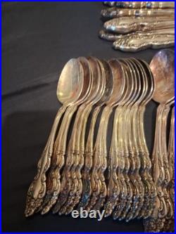 Vtg 1881 Rogers Oneida Baroque Rose Silver Plate Silverware Flatware Lot Of 71