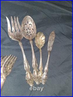 Vtg 1881 Rogers Oneida Baroque Rose Silver Plate Silverware Flatware Lot Of 71