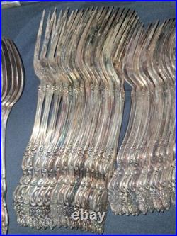 Vtg 1881 Rogers Oneida Baroque Rose Silver Plate Silverware Flatware Lot Of 71