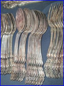 Vtg 1881 Rogers Oneida Baroque Rose Silver Plate Silverware Flatware Lot Of 71